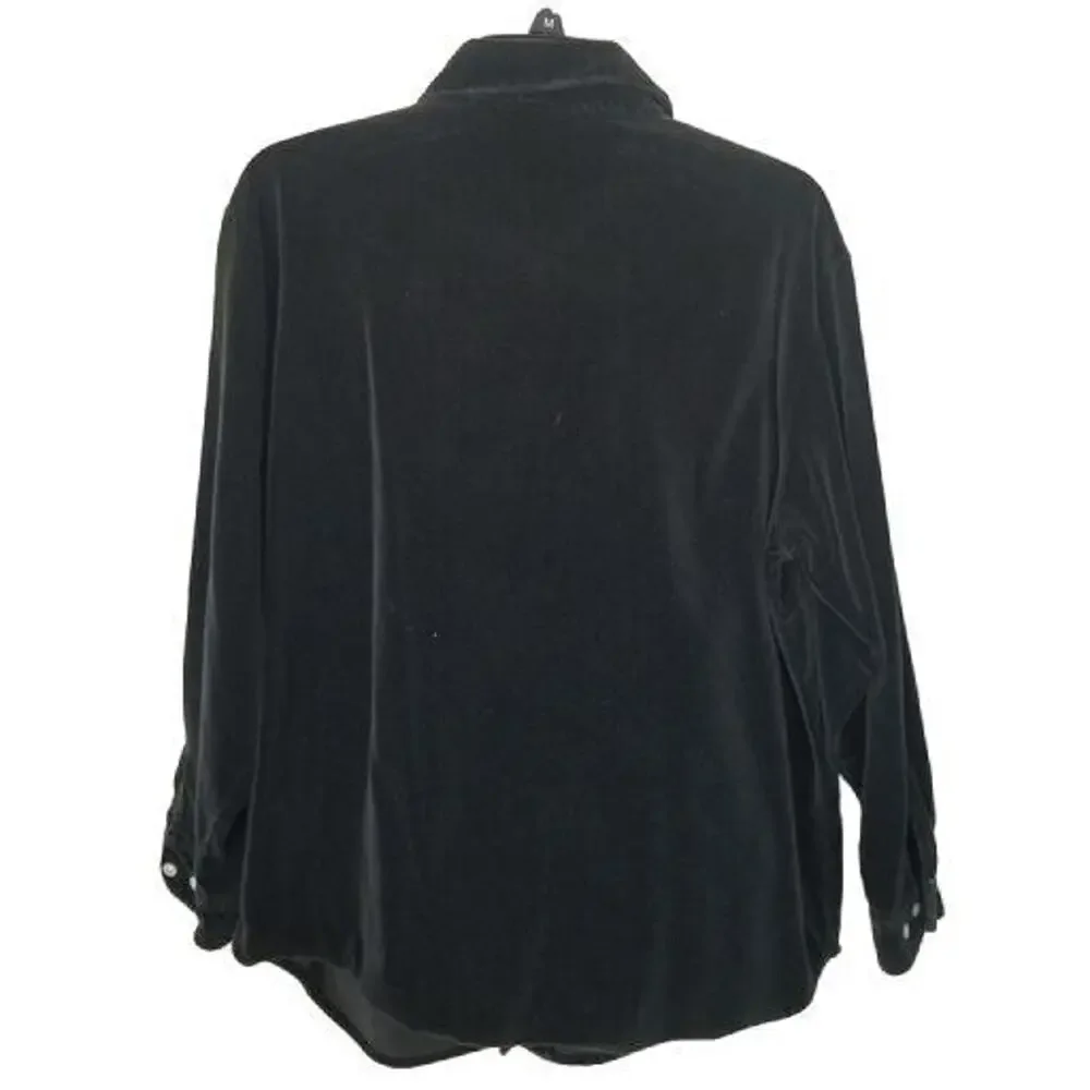 Vintage The Disney Catalog Womens Velvet Button Shirt Size M Mickey Minnie 90s